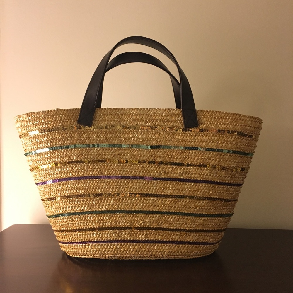 Woven Tote with colorful sequins